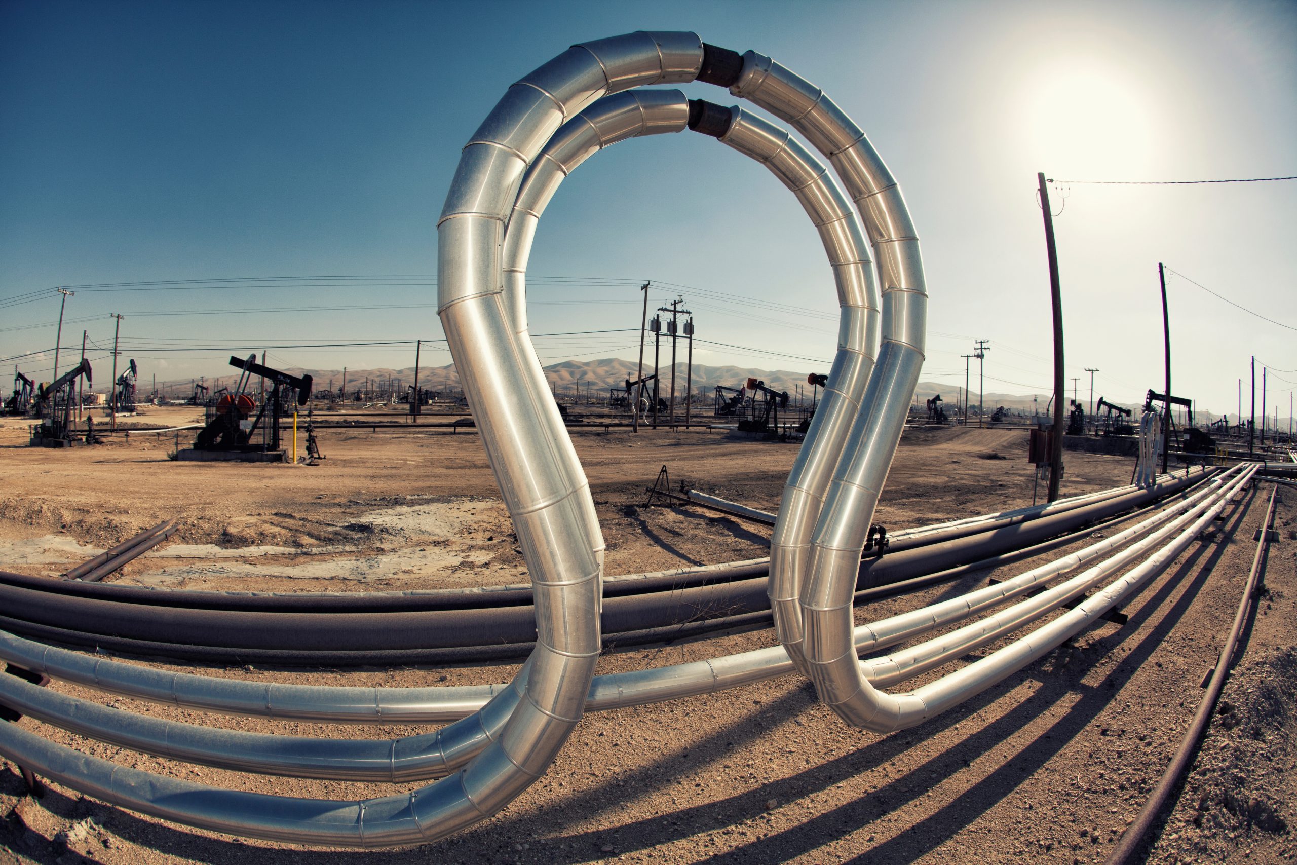 Curved pipes in oil field